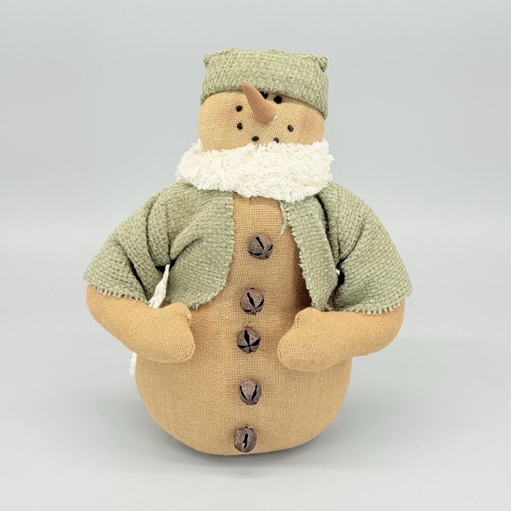 Old Memories Snowman Holiday Decoration Doorstop 9" Bells Weighted Bottom